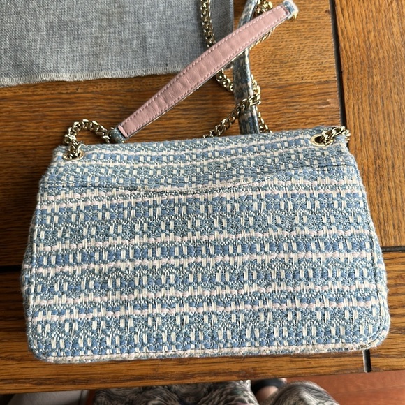 Sandro tweed purse in blue and white. - Picture 4 of 8
